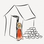 Illustration: A young girl peers into a garden shed